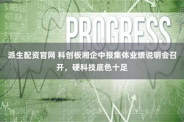 派生配资官网 科创板湘企中报集体业绩说明会召开，硬科技底色十足